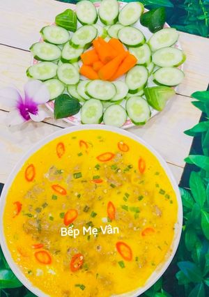 Hình của món Mắm chưng thịt bằm hột vịt.