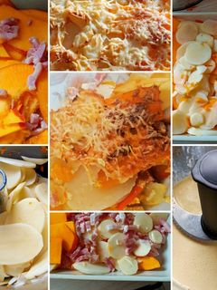 Une photo de Gratin de potimarron aux lardons fumés au cook expert