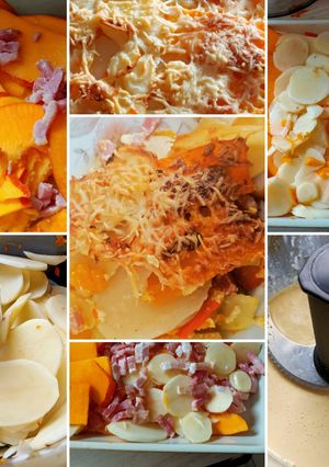 Une photo de Gratin de potimarron aux lardons fumés au cook expert