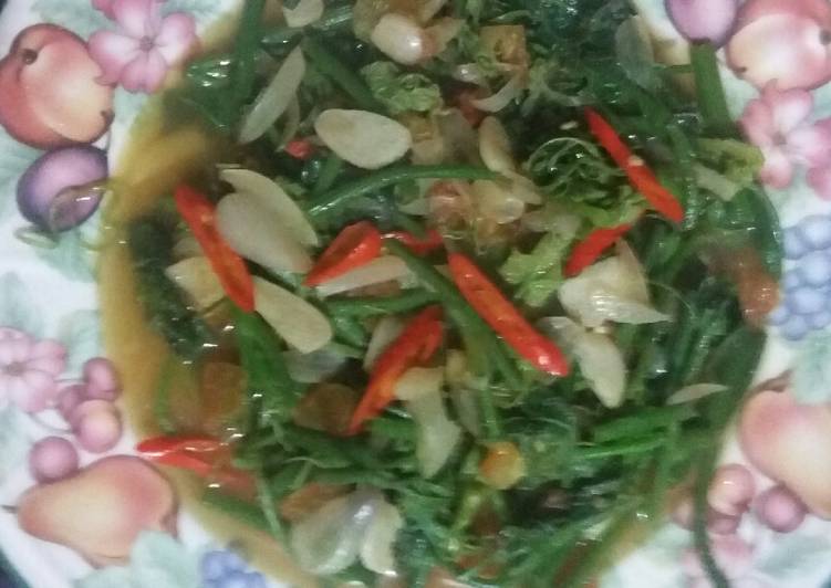 Proses Membuat Tumis sayur pucuk daun labu Anti Gagal