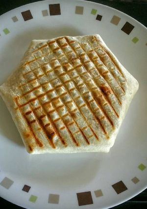 A picture of Homemade Steak Crunchwrap Grilled in a Panini Press.