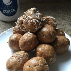 A picture of Strawberry Shakeology energy ball.
