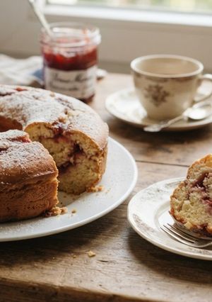 Foto di Ciambella soffice yogurt bianco e marmellata di fragole