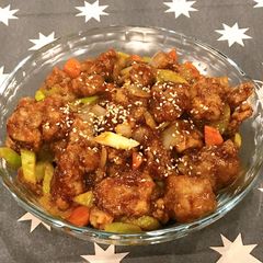 A picture of Black vinegar mustard pork.