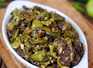 Foto resep Oseng paru cabai hijau