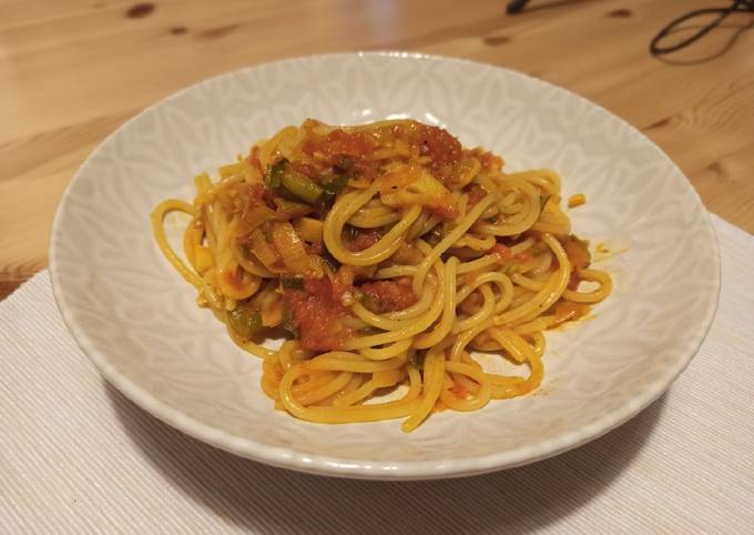 Pasta (espaguetis) con sofrito casero Receta de Juliana- Cookpad