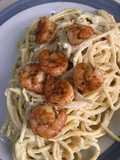 Espaguetis blancos con Camarones