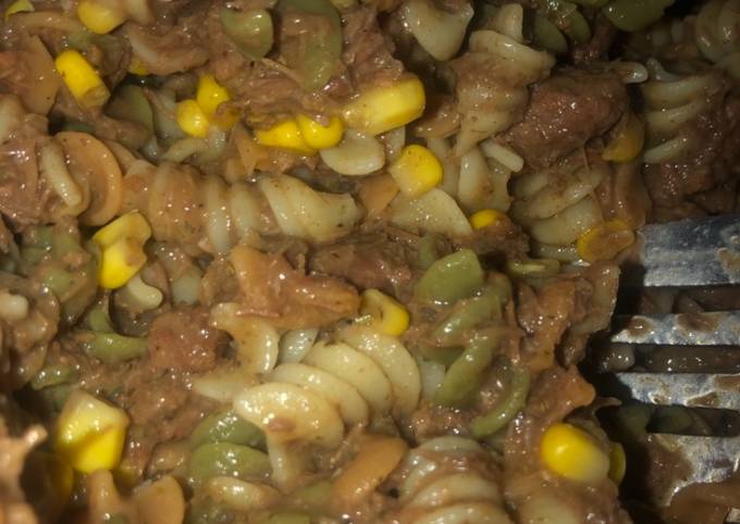 Easy beef and noodles with corn