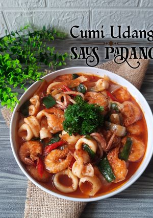 Foto resep Cumi dan Udang masak saus padang