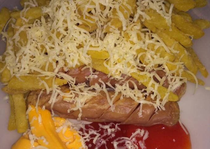 Resep: Cemilan Cepat dan Mudah Kentang dan Sosis Goreng with Cheese Enak