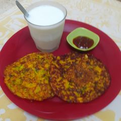 A picture of 3 Flour Savory Sweet Corn Chilla.