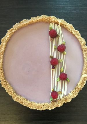 Une photo de Tarte Panna Cotta Framboise