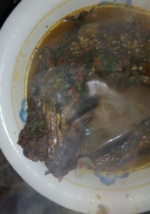 A picture of Dry rounded Panla fish pepper soup.