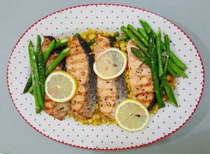 Foto resep Salmon Pan Fried with Asparagus