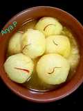 Saffron Rasgullas Made with Chhena