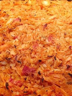 O poză a rețetei Varză cu paste și bacon.