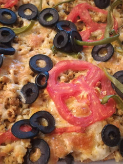 Una foto de Pizza de carne de soja texturizada