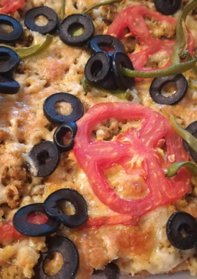 Una foto de Pizza de carne de soja texturizada