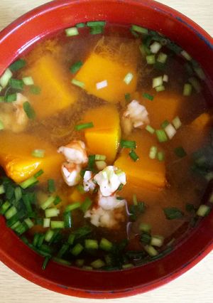 Hình của món Canh bí đỏ nấu tôm.