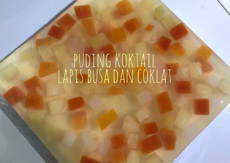 Puding koktail lapis busa dan coklat