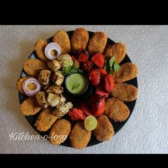 A picture of Soya Kebab and Chicken Red Tikka and White Tikka Platter.