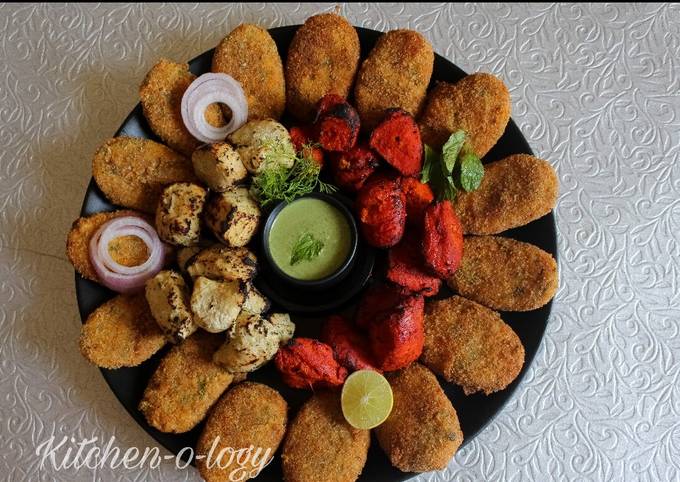 Soya Kebab and Chicken Red Tikka and White Tikka Platter