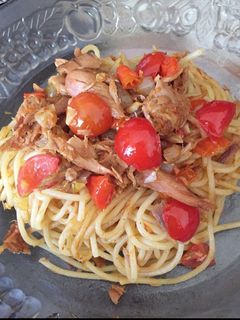 Foto resep Spaghetti aglio olio spicy tuna