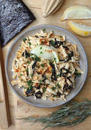 Une photo de 🌿Effiloché de Tofu au citron paprika fumé algue nori
