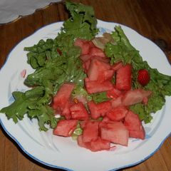 A picture of Lettuce,Melon,Strawberry salad.