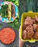 Daun Singkong+Terong Rebus, Sambal Terasi, dan Tempe Garit