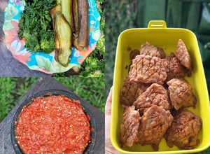 Foto resep Daun Singkong+Terong Rebus, Sambal Terasi, dan Tempe Garit