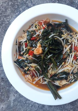Foto resep Tumis kangkung tauge ayam