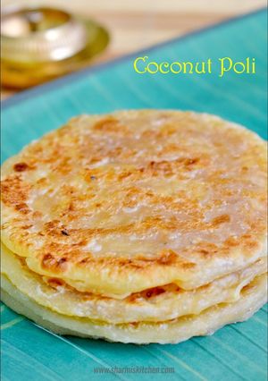 A picture of Coconut Poli/Thengai Poli.