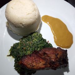 A picture of Panfriedpork,mirroandugali#teamalpha #luhyalocaldishes #maindish.
