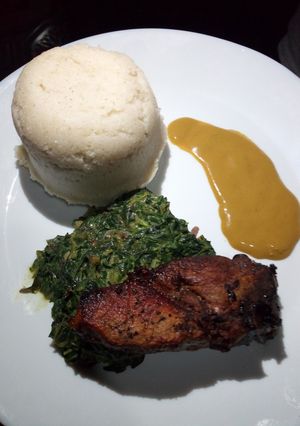A picture of Panfriedpork,mirroandugali#teamalpha #luhyalocaldishes #maindish.