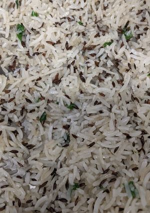 A picture of Leftovers - jeera rice/toasted cumin seeds rice.