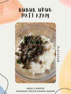 Foto resep Mpasi 9 bulan: bubur uduk hati ayam