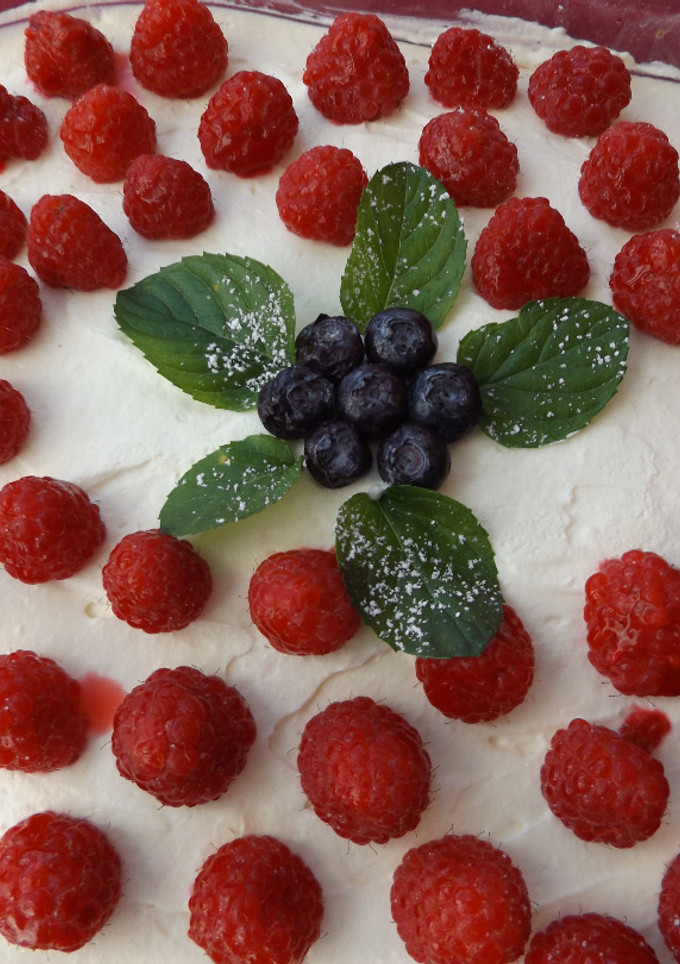 Una foto de Tarta de queso con frambuesas