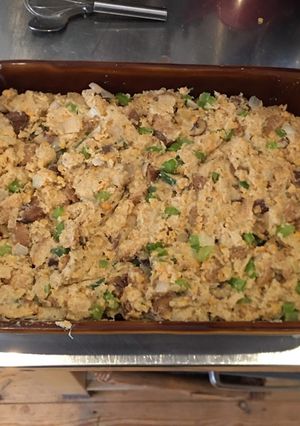 A picture of Vegan Mushroom and Chestnut Stuffing.