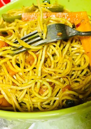 A picture of Spicy schezwan hakka noodles Vegetarian.