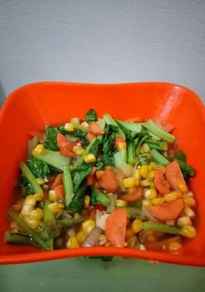 Foto resep Tumis Sawi Jagung Wortel Saus Tiram