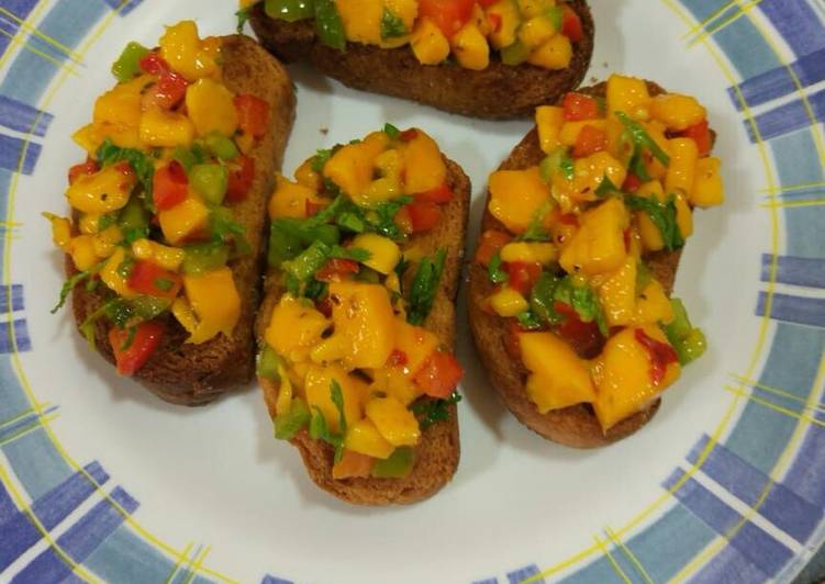 Steps to Prepare Super Quick Homemade Mango bruschetta