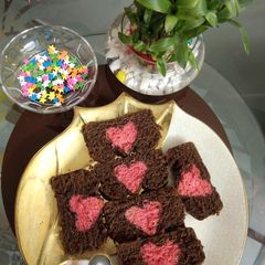 A picture of Hidden heart chocolate cake.