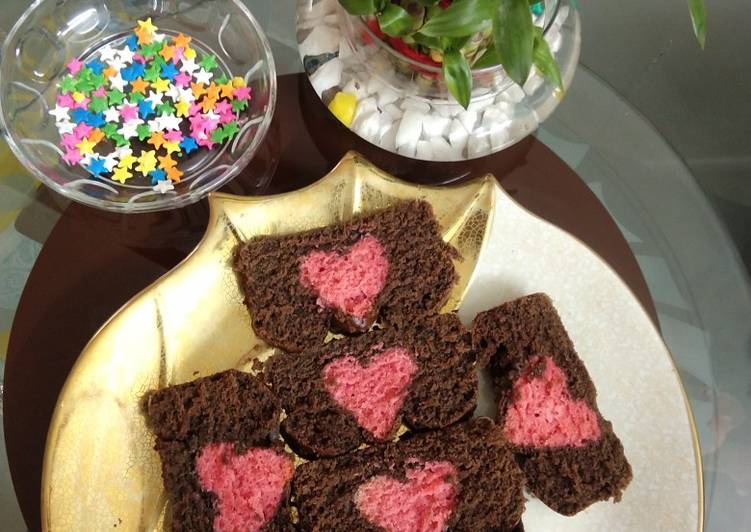 Hidden heart chocolate cake