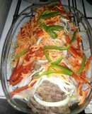 Peceto con salsa de mostaza y verduras