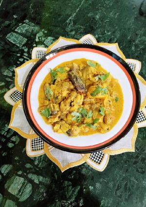 A picture of Paddy Straw Mushroom Curry With Mustard Paste.
