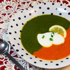 Red and Green Vegetables Soup A picture of Red and Green Vegetables Soup.
