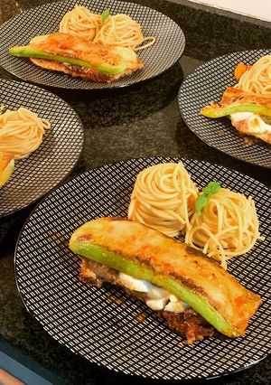 Une photo de Escalope alla parmigiana à ma façon (beaucoup trop de courgettes au jardin 😂)