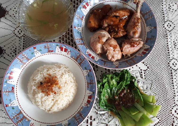 Cara Gampang Menyiapkan Nasi Ayam Hainam // Tumis pakcoy 🍛 yang Sempurna