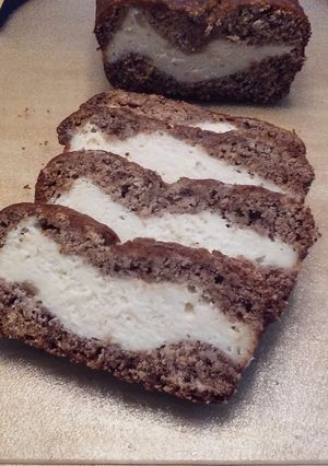 A picture of Banana Bread with Cheesecake Filling.